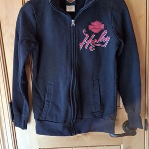 Harley-Davidson Black Zip Hoodie with Pink Harley Script